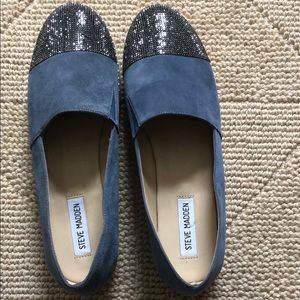 Steve Madden Pulsse blue suede sparkly espadrille